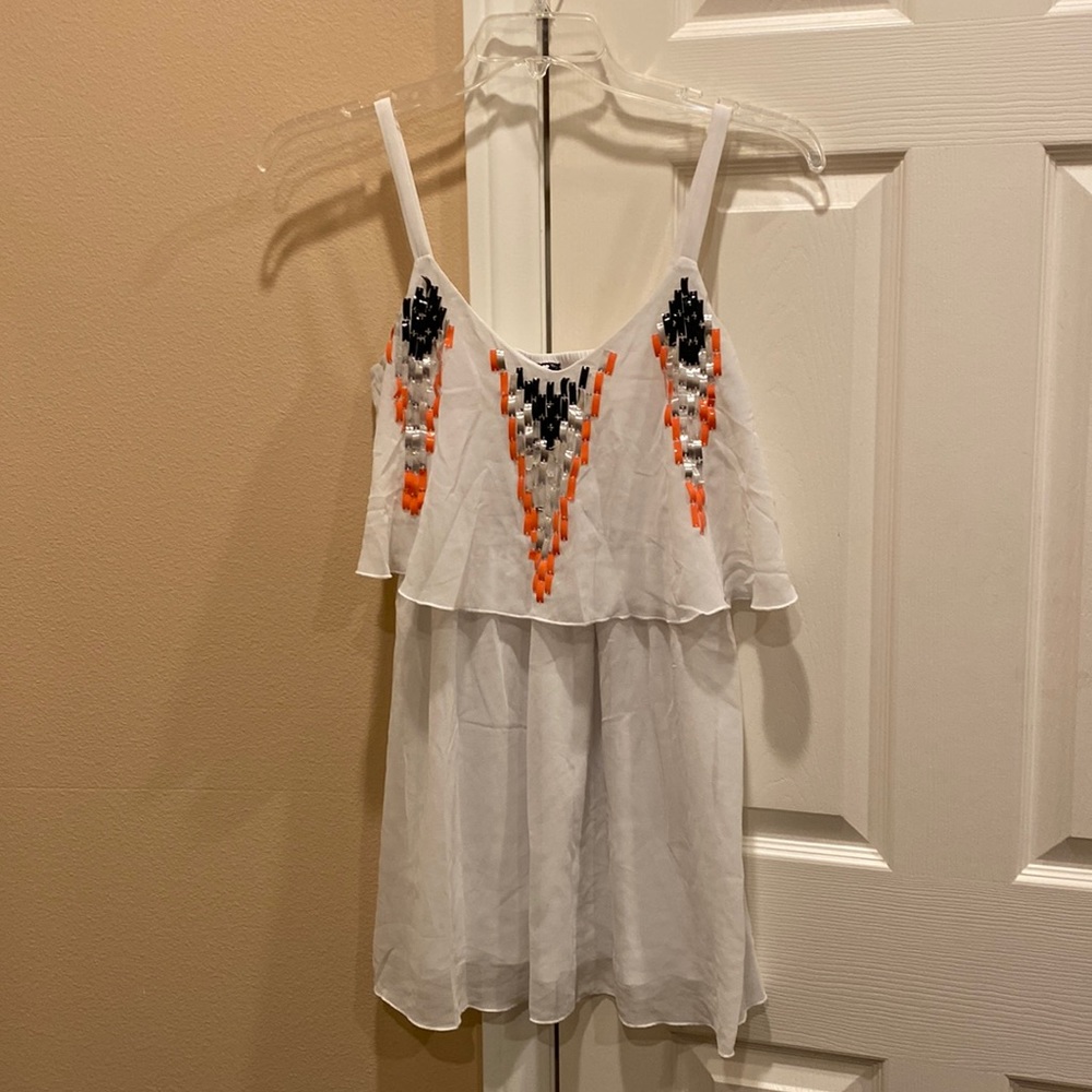Sequined, ruffled spaghetti strap dress